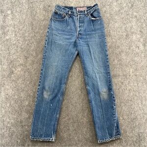 Vintage Levi 501 26x30 Blue Light Wash Button Fly Straight Leg Fit USA 90s